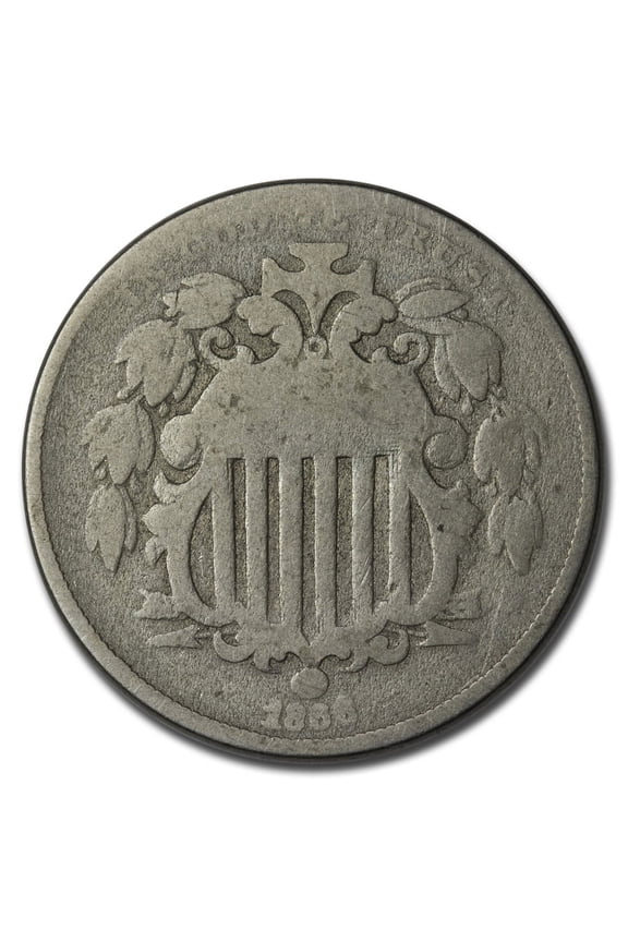 1866 Shield Nickel w/Rays AG