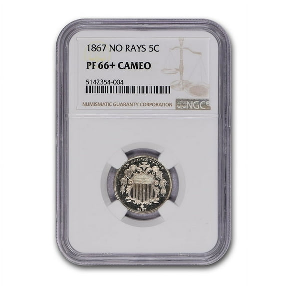 1867 Shield Nickel PF-66+ Cameo NGC (No Rays)