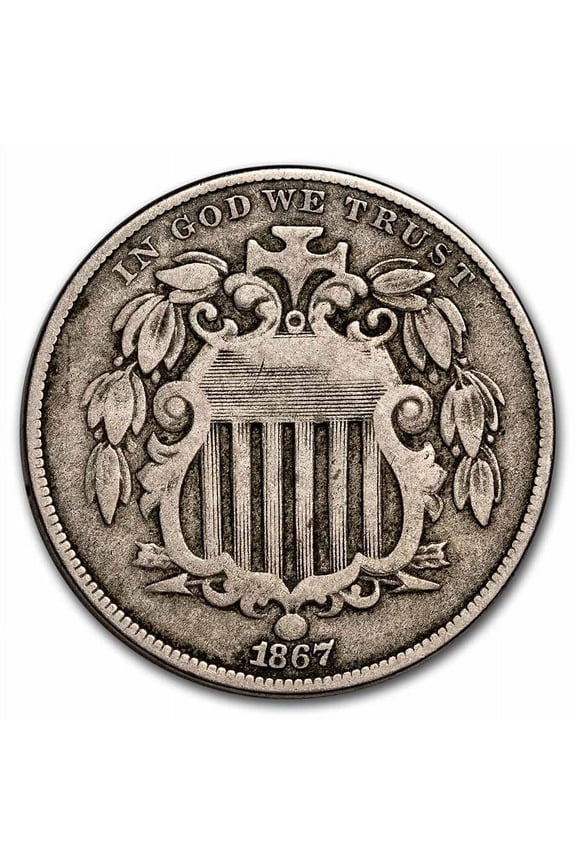 1867 Shield Nickel w/o Rays Fine