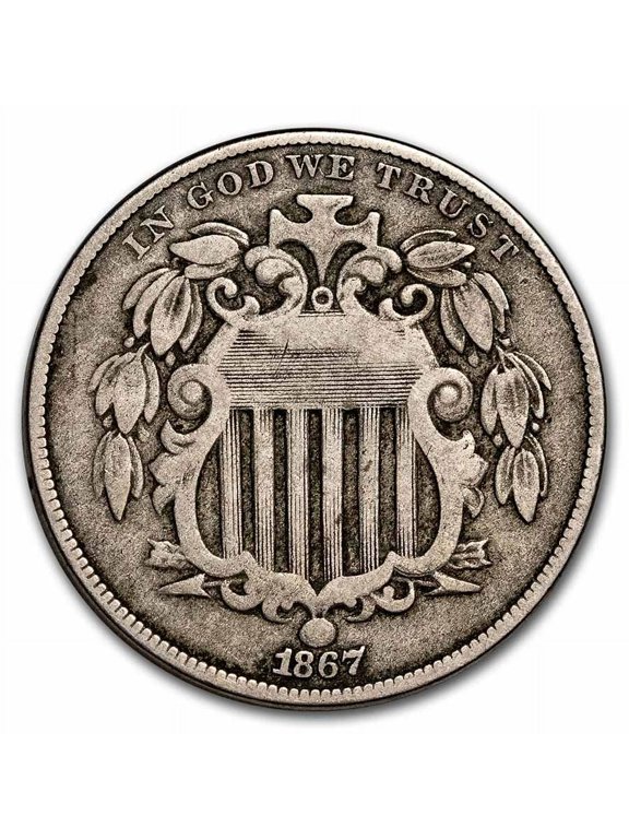 1867 Shield Nickel w/o Rays Fine