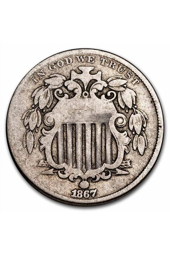 1867 Shield Nickel w/o Rays VG