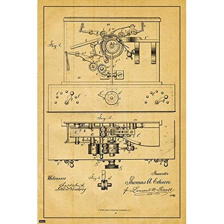 1869-1884 Thomas A Edison US Patent Blueprint Engineering Technical Drawing Schematic Home Decor Print Poster 20x30