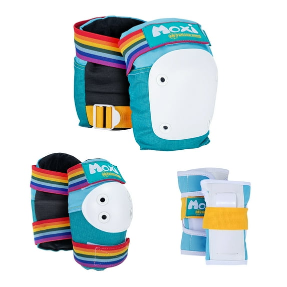 187 Killer Pads Moxi Skate Knee Pads, Elbow Pads, and Wrist Guards, Six Piece Pad Set, Jade, Junior