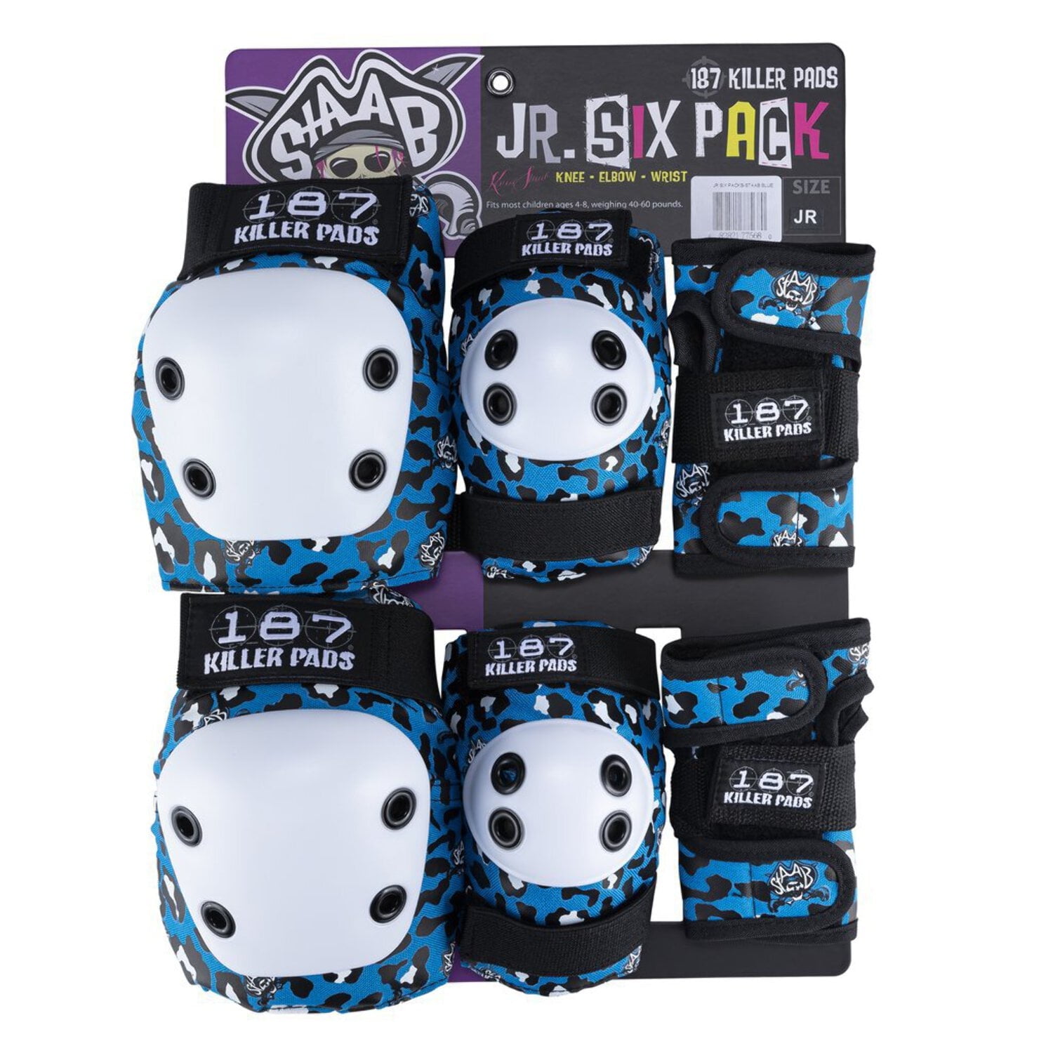 187 Killer Pads Six Pack Knee and Elbow Pads, Staab- Electric Blue, Junior 187 Killer Pads Six Pack Knee and Elbow Pads, Staab- Electric Blue, Junior