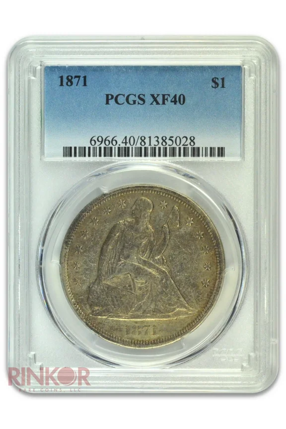 1871 $1 Seated Dollar PCGS XF-40