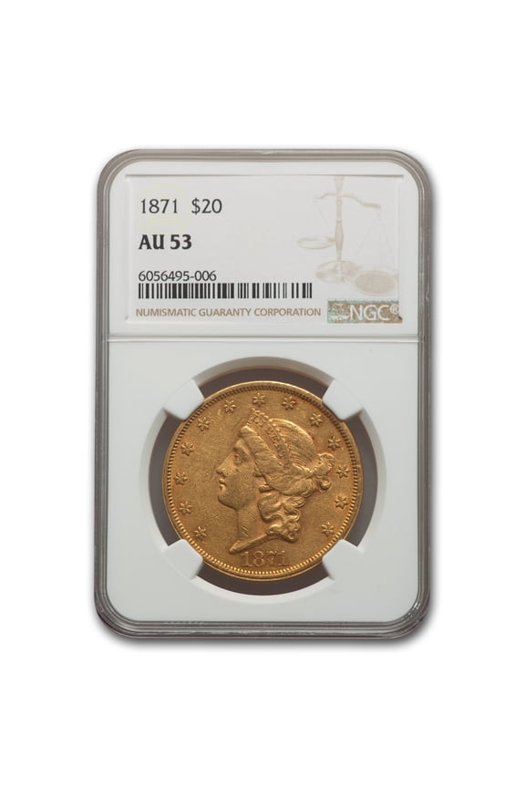1871 $20 Liberty Gold Double Eagle AU-53 NGC