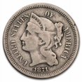 thumbnail image 1 of 1871 3 Cent Nickel Fine, 1 of 2