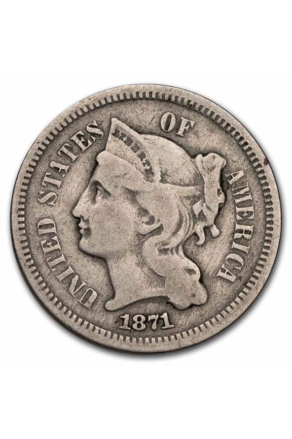 1871 3 Cent Nickel Fine
