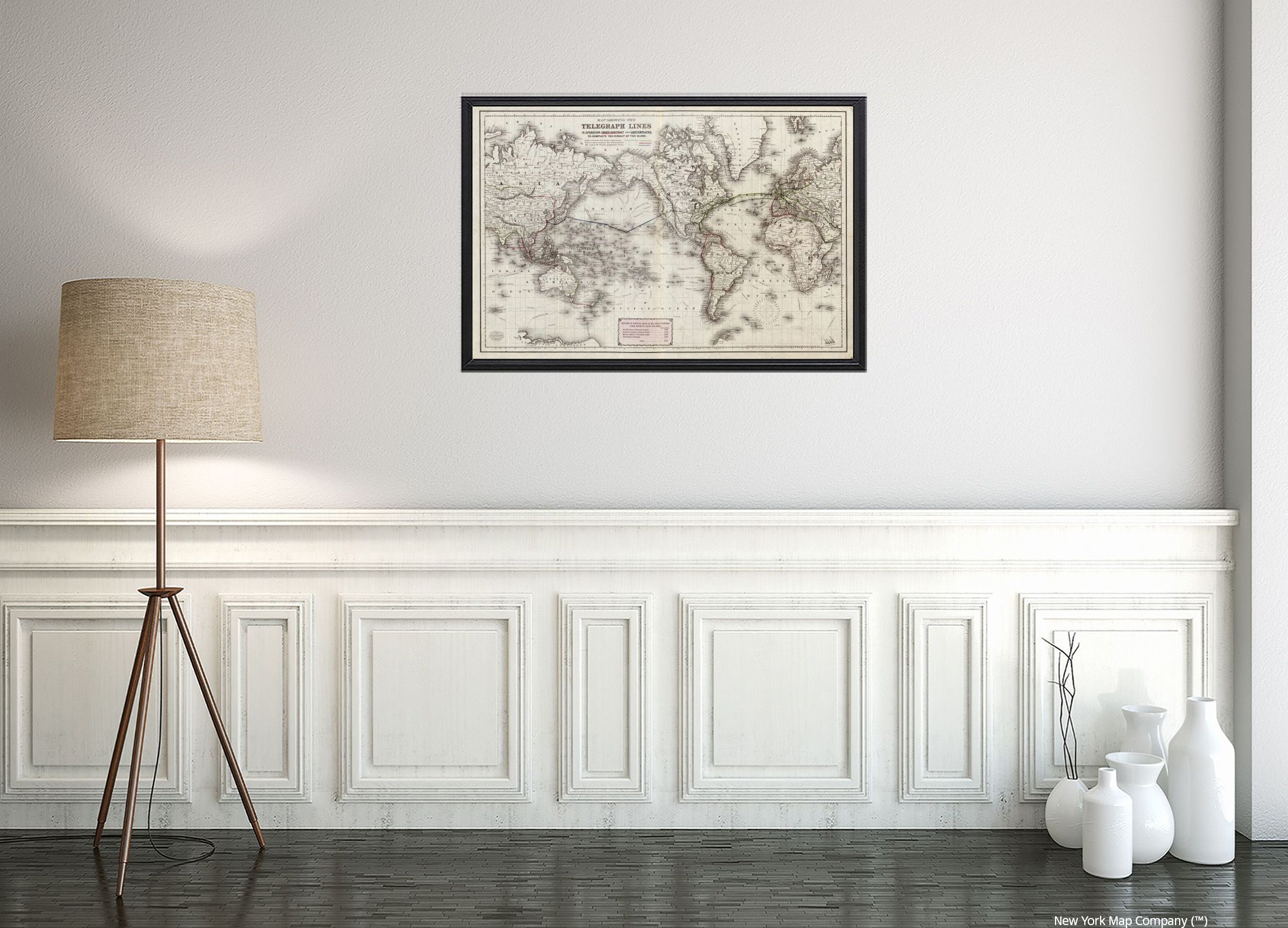 1871 Map Map showing the telegraph lines in operation, under contract