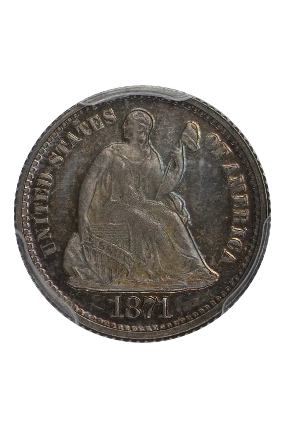 1871 P Seated Liberty Half Dime PCGS PR-65 CAC