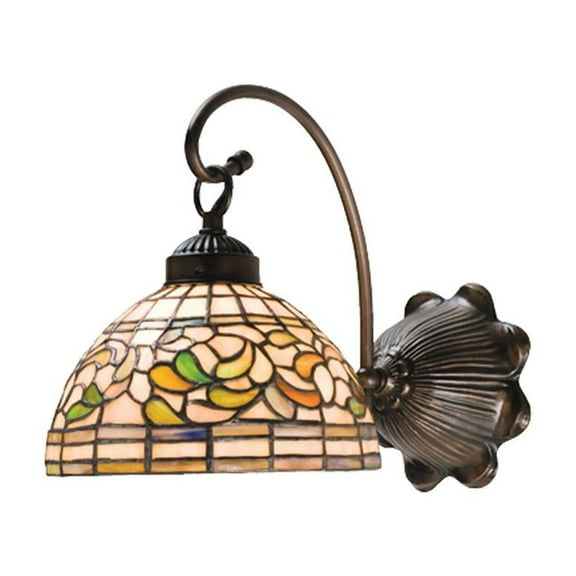 18716 Meyda 8"W Tiffany Turning Leaf Wall Sconce