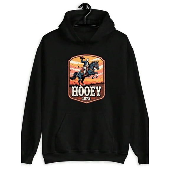 1872 Cowboy Legend Western Cowboy Hoodie - Retro Horse Riding And Bullfighting Pattern Pullover, Unisex Loose Fit With HOOEY Logo And 1872 Design, Machine Washable Autumn Winter Jacket, Suitable For