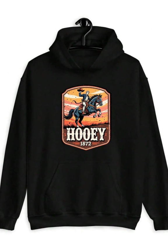 1872 Cowboy Legend Western Cowboy Hoodie - Retro Horse Riding And Bullfighting Pattern Pullover, Unisex Loose Fit With HOOEY Logo And 1872 Design, Machine Washable Autumn Winter Jacket, Suitable For