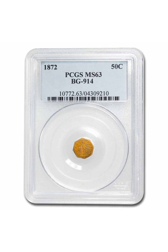 1872 Liberty Octagonal 50 Cent Gold MS-63 PCGS (BG-914)