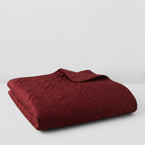 1872 Wisteria Coverlet, King, 400-thread count, Burgundy