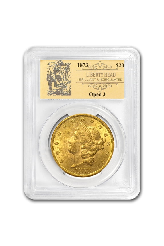 1873 $20 Liberty Gold Double Eagle BU PCGS (Prospector Label)