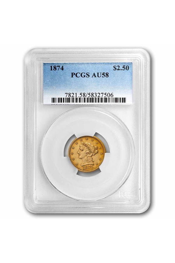 1874 $2.50 Liberty Gold Quarter Eagle AU-58 PCGS