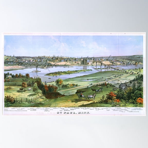 1874 Map Of St. Paul Poster Wall Art, Modern Wall Decor For Living Room Bedroom, 12x18 UNFRAMED