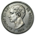 thumbnail image 1 of 1875-1878 Spain Silver 5 Pesetas Alfonso XII Avg Circ (ASW .7234), 1 of 2