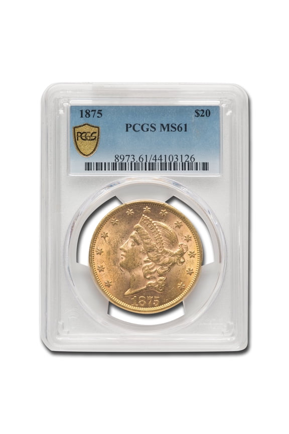 1875 $20 Liberty Gold Double Eagle MS-61 PCGS