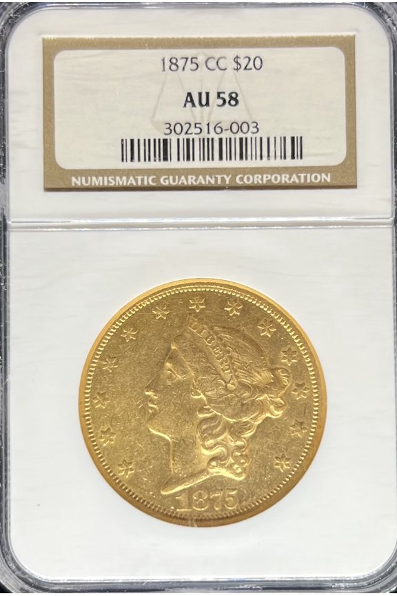 1875-CC $20 Liberty AU58 NGC (PA302516003)