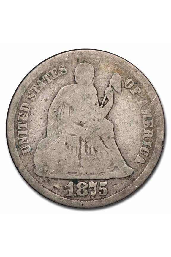 1875-CC Liberty Seated Dime Above Bow AG