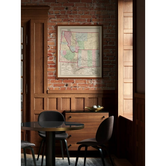 1875 Map of Montana, Idaho, and Wyoming