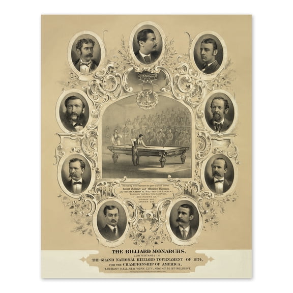 1875 The Billiard Monarchs Photo Print - 8x10 Inch Vintage Photo of The Billiard Monarchs Wall Art Poster
