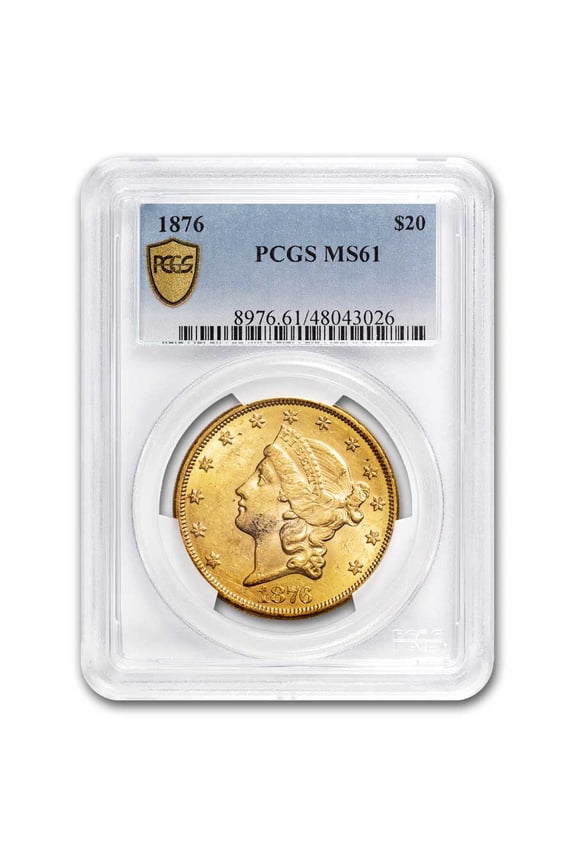 1876 $20 Liberty Gold Double Eagle MS-61 PCGS