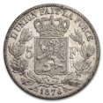thumbnail image 1 of 1876 Belgium Silver 5 Francs Leopold II XF, 1 of 2