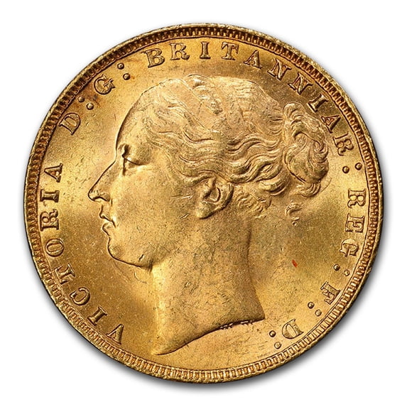 1876 Great Britain Gold Sovereign Victoria Young Head MS-64 PCGS