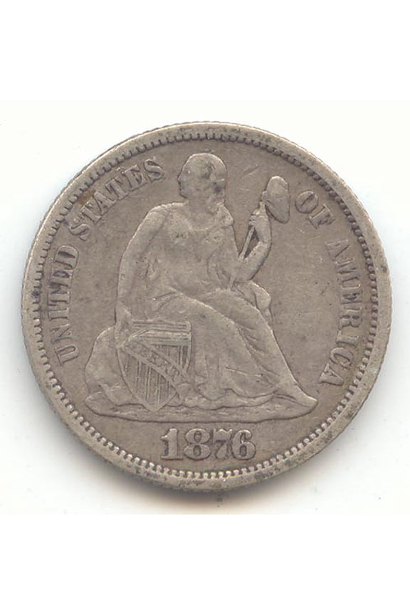 1876 Seated Liberty Dime, Centennial Date, VF+