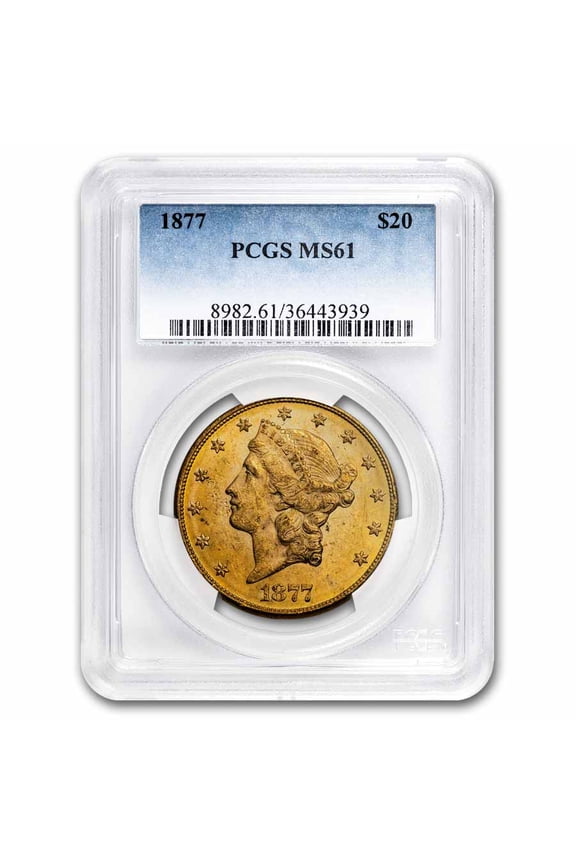 1877 $20 Liberty Gold Double Eagle MS-61 PCGS