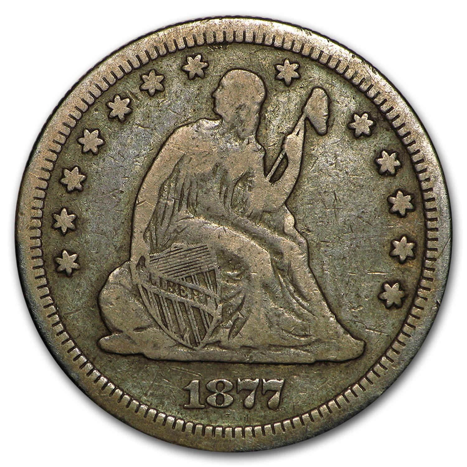 1877-S Liberty Seated Quarter VF