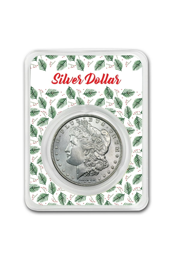 1878-1904 Morgan Silver Dollar BU - w/Merry Christmas Card