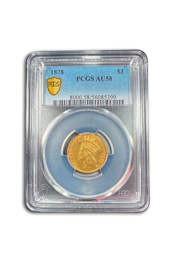 1878 $3 Gold Princess AU-58 PCGS