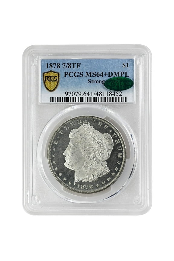 1878 7/8TF $1 Strong Morgan Dollar Silver Coin PCGS MS64+DMPL Rare Coin