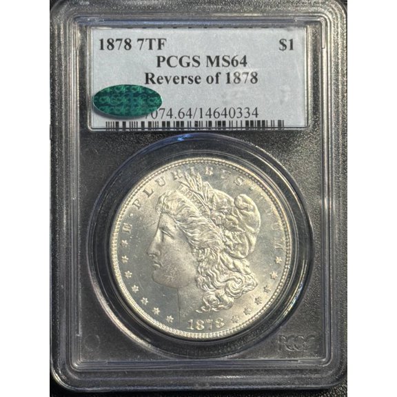 1878 Morgan Silver Dollar PCGS MS-64 CAC 7TF, Reverse of 1878