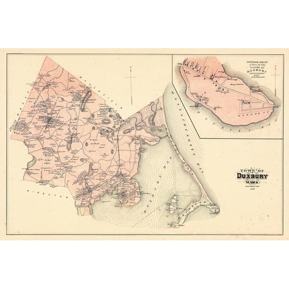 Art.com 1879, Duxbury Town, Duxbury Village, Massachusetts, United States Giclee Print, 18" x 12"