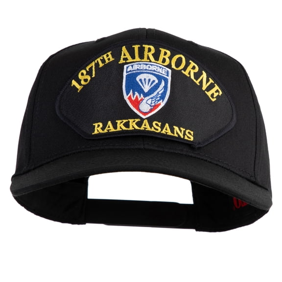 187th Airborne Rakkasans Patched Solid Cotton Twill Pro Style Cap - Black OSFM