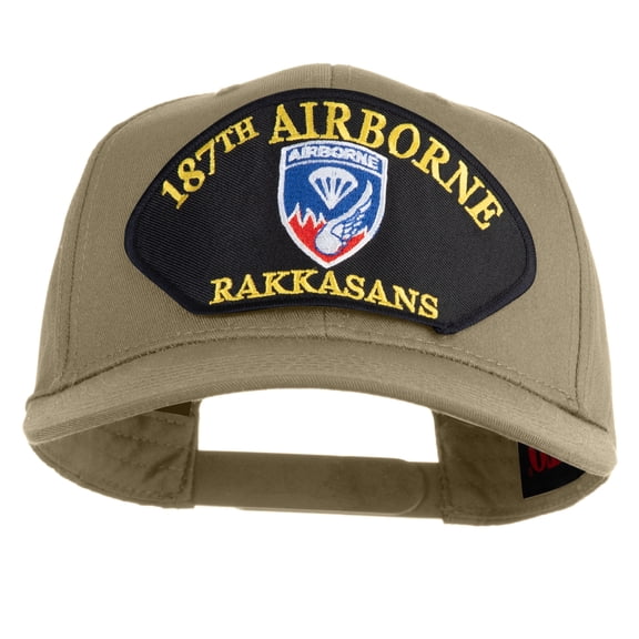 187th Airborne Rakkasans Patched Solid Cotton Twill Pro Style Cap - Khaki OSFM