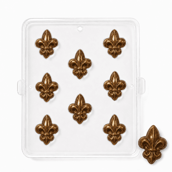 Candy Molds N More 8-Cavity Fleur-de-Lis Bite Size Plastic Chocolate Candy Mold, (188 Count)