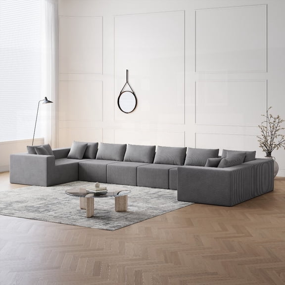 188-Inch Corduroy Foam-Filled Compressed Sofa - Comfortable Lounging Area