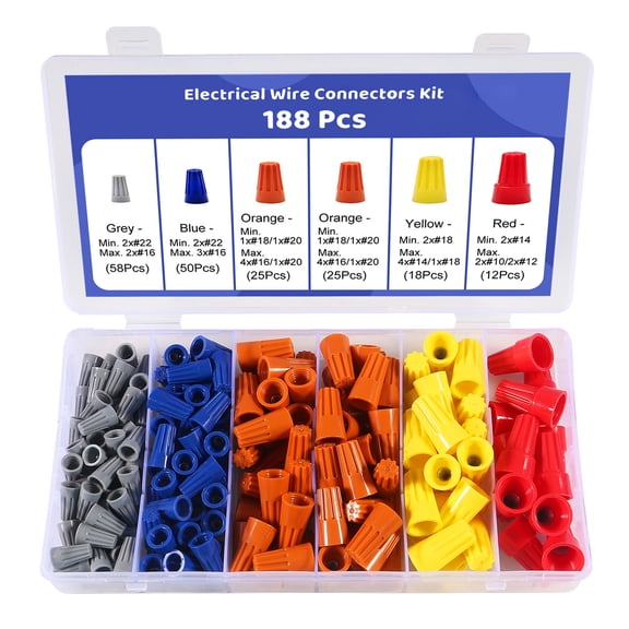Atnsinc 188 PCS wire connectors, insulating insert twist electrical wire connectors with spring, portable wire caps for Quick Connection, Colorful Wire Caps Electrical