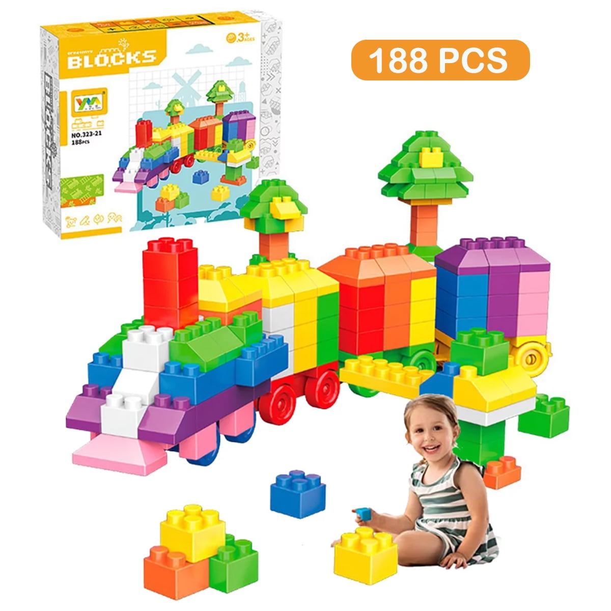 188 Pcs Building Blocks for Toddlers 13 Years Old, Classic Building