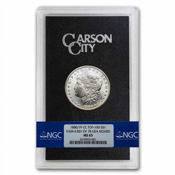 U.S. Mint 1880/79-CC Morgan Dollar, MS-65 NGC, GSA, Top 100, VAM-4 Coin