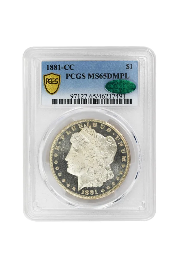 United States 1881-CC Morgan Dollar Silver Coin, MS65DMPL PCGS CAC Rare Coin