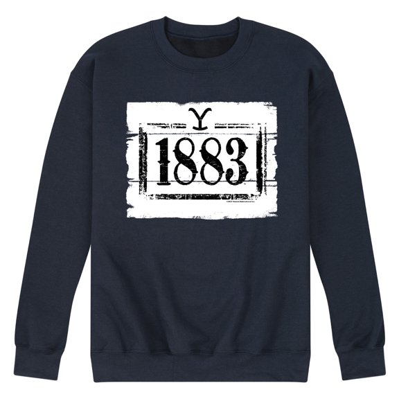 Yellowstone - 1883 Wood Sign - Men's Long Sleeve Crew Fleece Sweatshirt