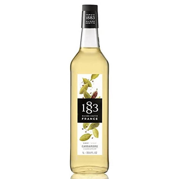 1883 Cardamom Syrup - Flavored Syrup for Hot & Iced Beverages, Spiced Flavor - Gluten-Free, Vegan, Non-GMO, Kosher, Preservative-Free, Made in France | Glass Bottle 1 Liter (33.8 Fl Oz)