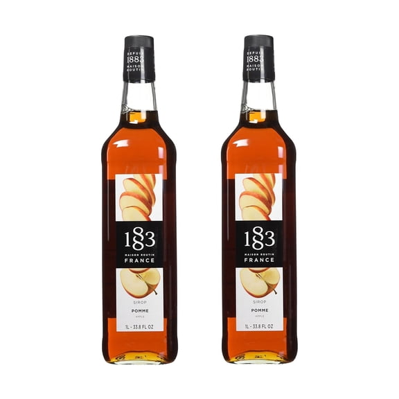 1883 Maison Routin - Apple Syrup 1 Liter Bottle - Pack of 2 (Either Glass or Plastic Packaging)